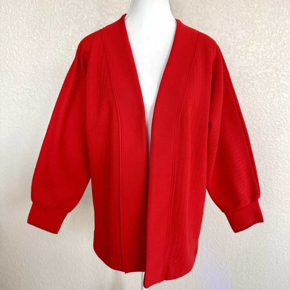 Vintage 70s Poly Purl By Hedy Knits Polyester Cardigan Women’s Med Red Sweater